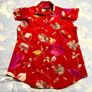 Bright Red with Floral Prints Blouse! ❤️‍🔥
